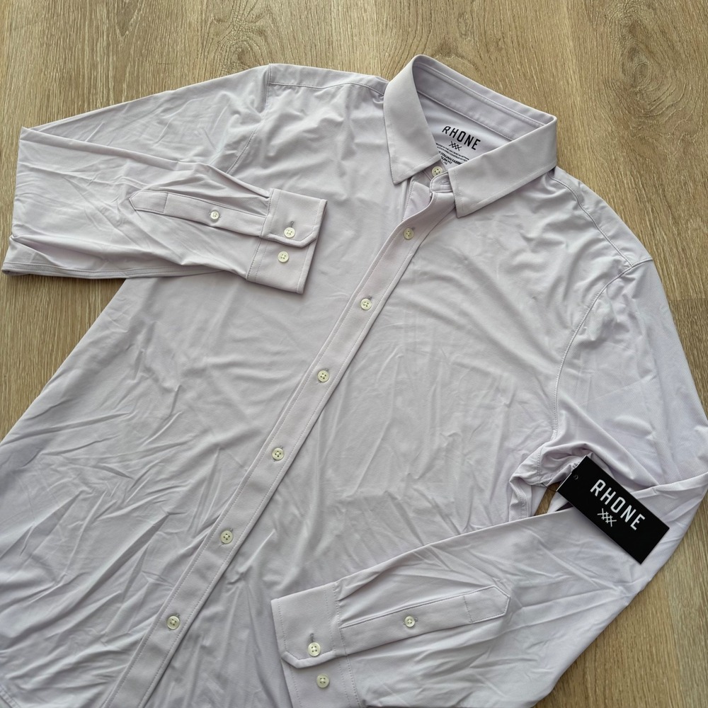 Rhone Commuter Shirt Mens Large Lavender Dusk Slim Fit Italian Fabric NWT